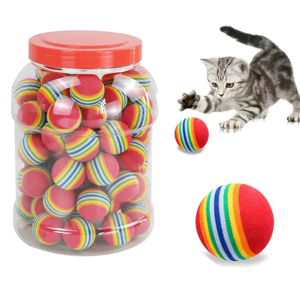 🐱 10PCS Rainbow Cat Toys – Interactive Chew & Play Balls for Cats & Dogs