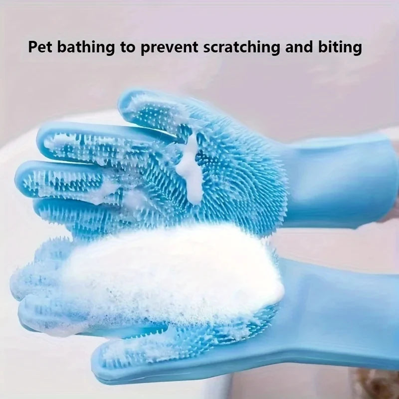 🐾 Pet Grooming & Bathing Silicone Gloves