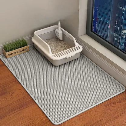🐾 60×90CM Cat Litter Mat – Waterproof Double Layer, Non-Slip & Washable Pet Floor Protector
