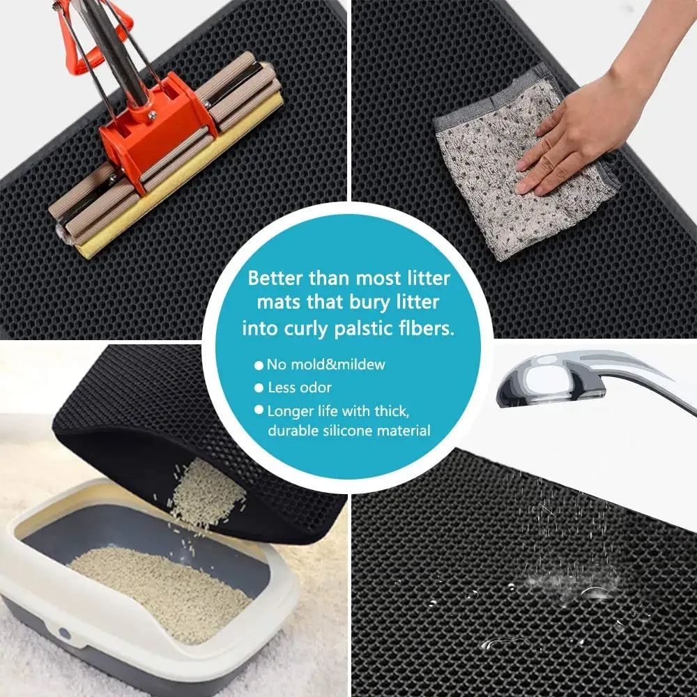 Cat Litter Mat With Gift – Double Layer Waterproof Non-Slip Mat for Cats