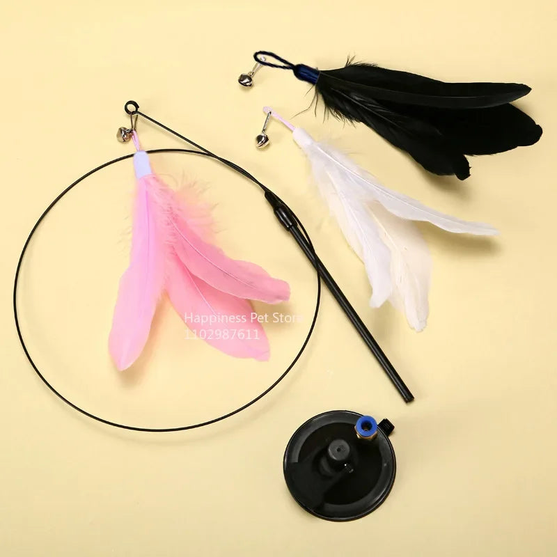 🐱 Cat Teaser Stick with Bell – Interactive Feather Toy for Cats