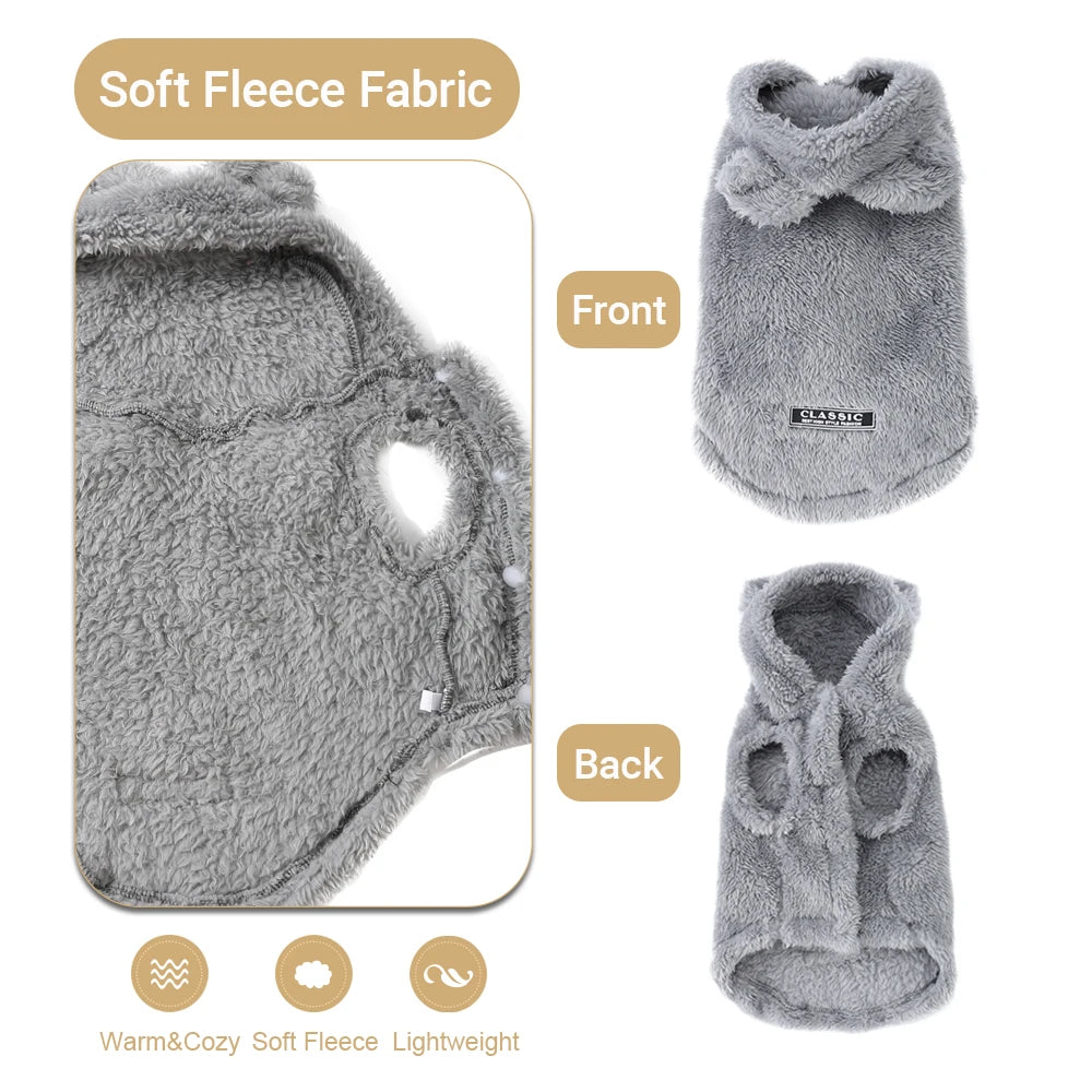 Soft Fleece Pet Dog Hoodie – Cozy Winter Jacket for Small & Medium Dogs 🐾