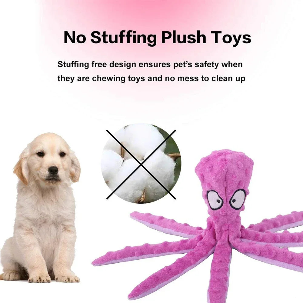 🐙 Dog Squeaky Octopus Toy – Durable Plush Chew & Teething Toy