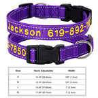 🐶 Adjustable Nylon Embroidered Dog Collar – Custom Name ID Tag