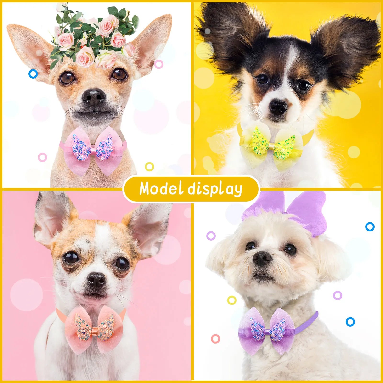 🎀 10pcs Pet Dog Bow Collar – Adjustable & Fashionable