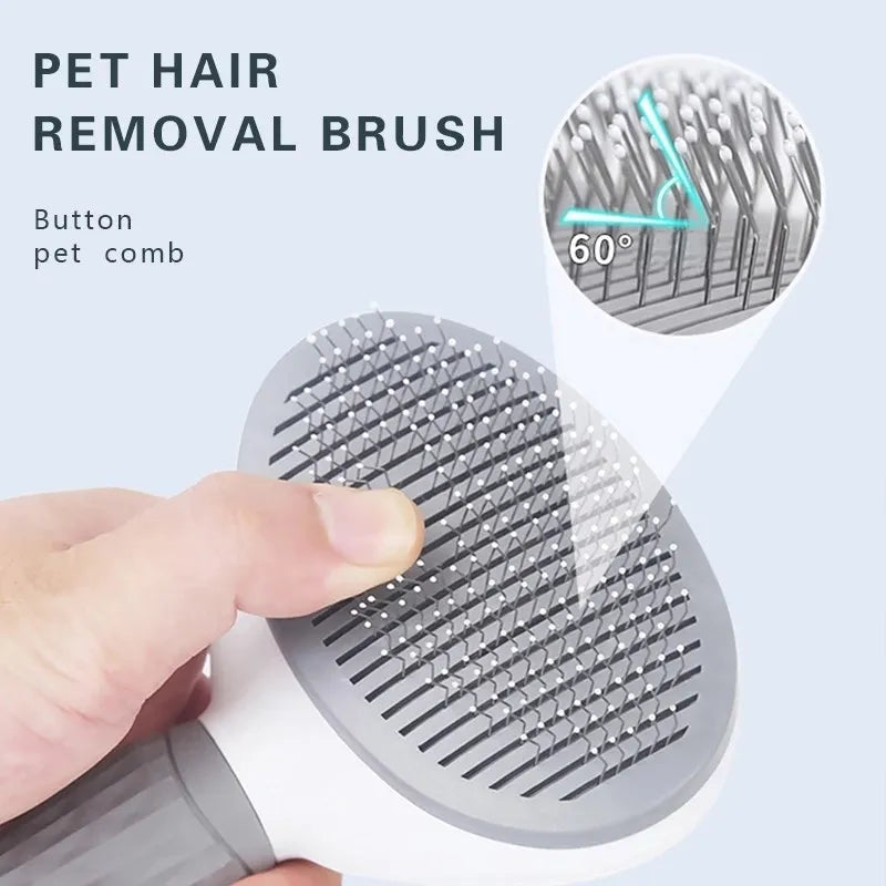 🐾 Self-Cleaning Pet Hair Remover Brush – Grooming Comb for Dogs & Cats