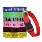 🐶 Adjustable Nylon Embroidered Dog Collar – Custom Name ID Tag