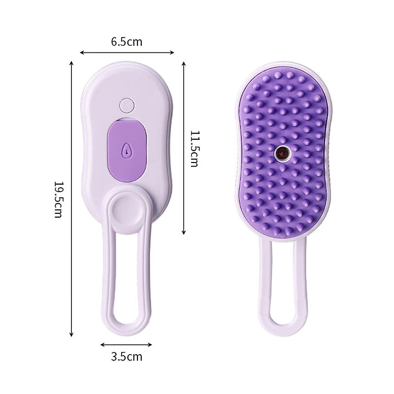 🐾 3-in-1 Pet Steam Brush – Electric Spray Grooming Comb