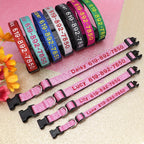 🐶 Adjustable Nylon Embroidered Dog Collar – Custom Name ID Tag