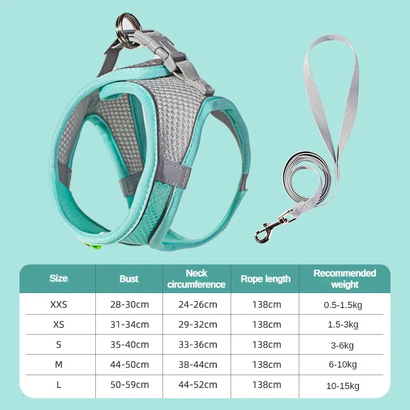 🐶 Puppy & Cat Harness Set – Adjustable Harness Vest with Leash for Small Dogs