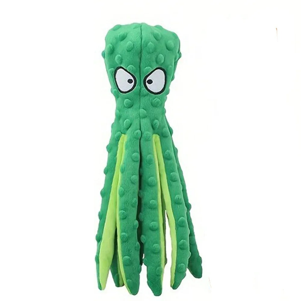🐙 Dog Squeaky Octopus Toy – Durable Plush Chew & Teething Toy