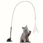 🐱 Cat Teaser Toy – Interactive Bell & Feather Wand with Suction Cup Pole