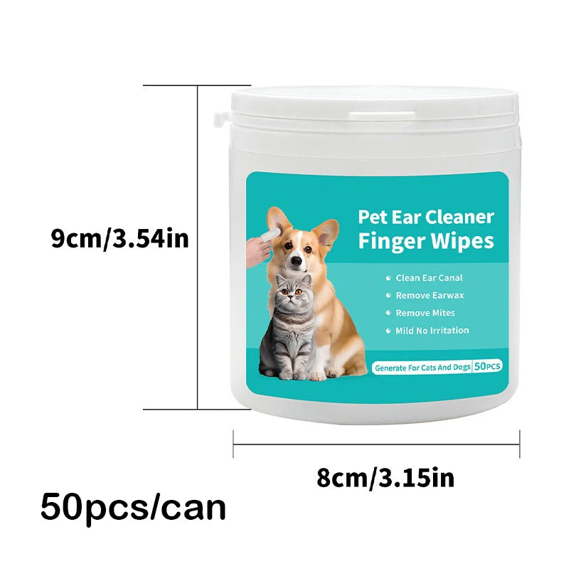 🐾 Pet Ear Cleaning Wipes & Fingertips – Ear Care & Mite Removal for Cats & Dogs