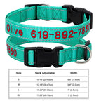 🐶 Adjustable Nylon Embroidered Dog Collar – Custom Name ID Tag