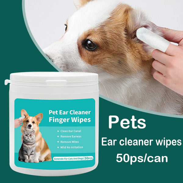 🐾 Pet Ear Cleaning Wipes & Fingertips – Ear Care & Mite Removal for Cats & Dogs
