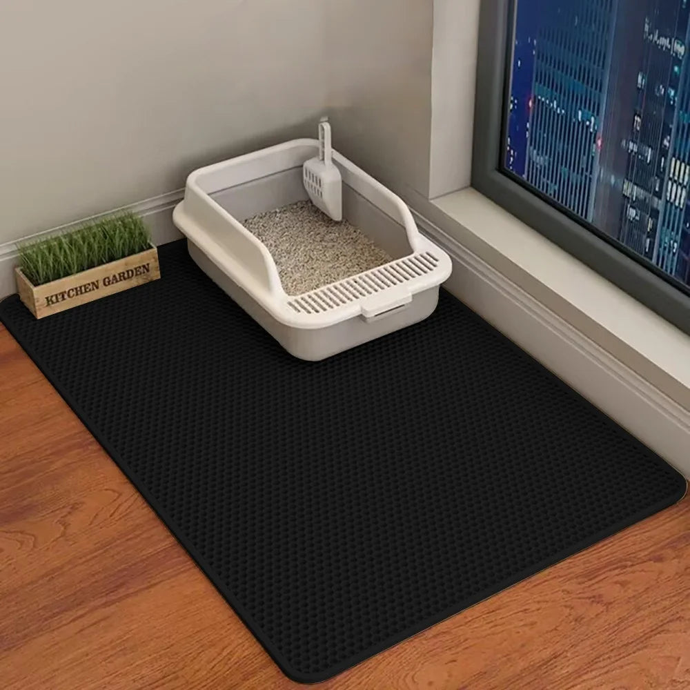 🐾 60×90CM Cat Litter Mat – Waterproof Double Layer, Non-Slip & Washable Pet Floor Protector