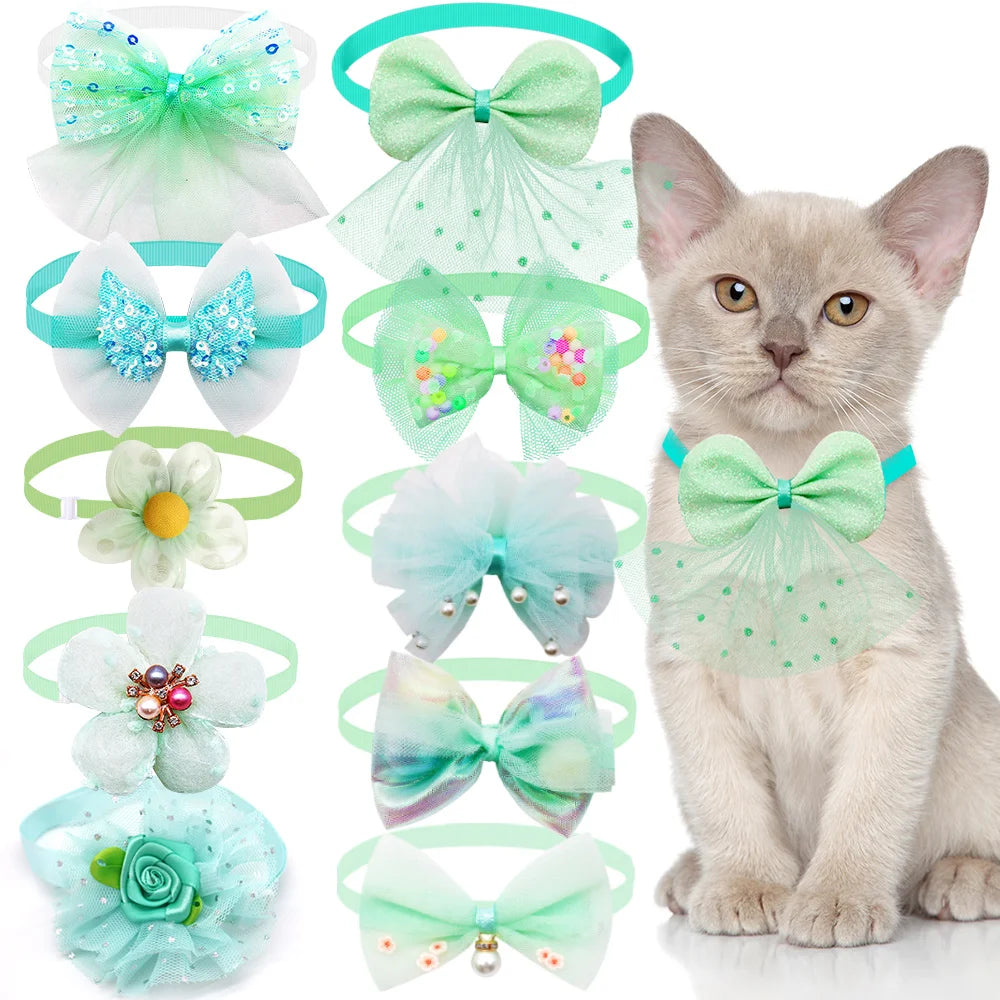 🎀 10pcs Pet Dog Bow Collar – Adjustable & Fashionable