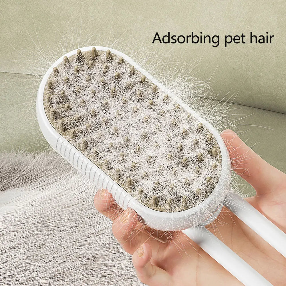 🐾 3-in-1 Pet Steam Brush – Electric Spray Grooming Comb