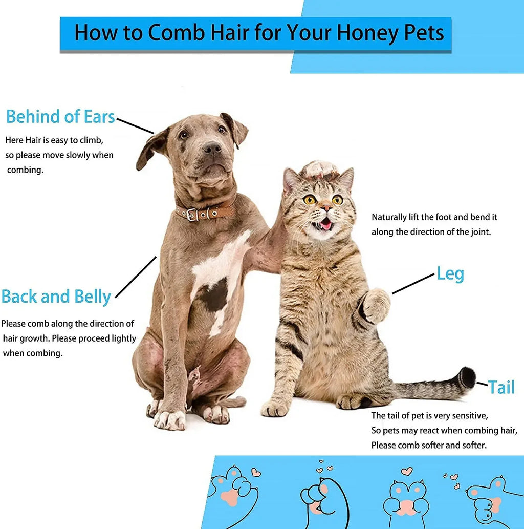 🐾 Dog & Cat Hair Remover Brush – Grooming & Care Comb