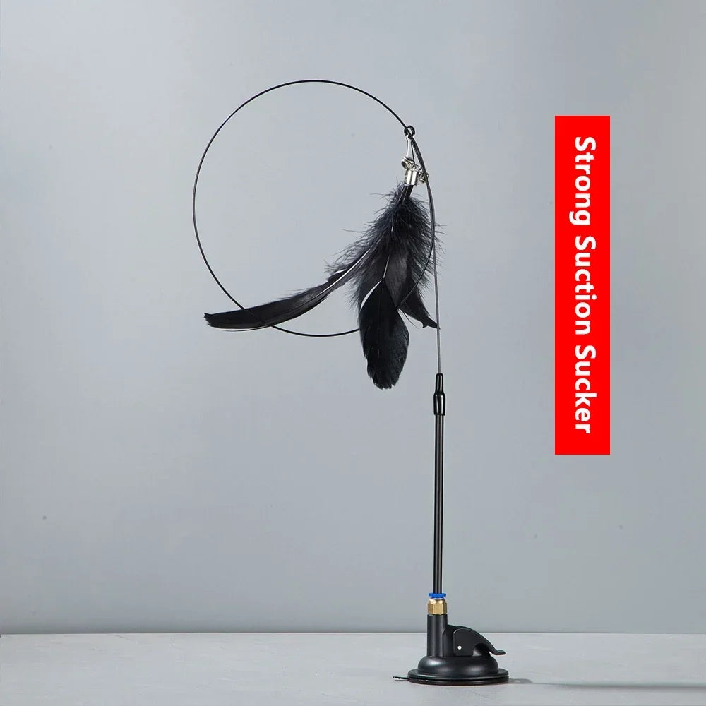 🐱 Cat Teaser Stick with Bell – Interactive Feather Toy for Cats