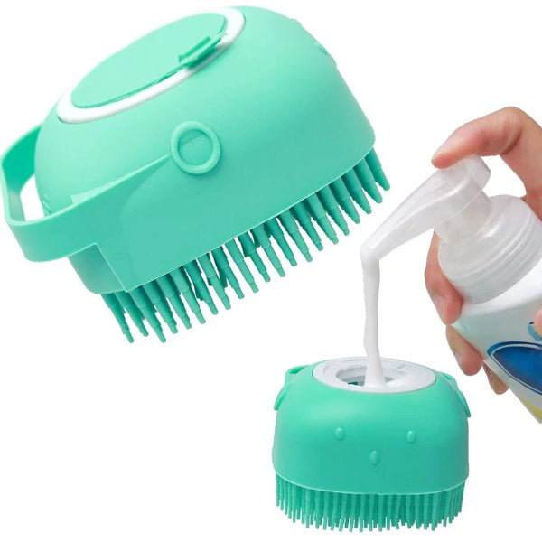 🐾 2-in-1 Pet Shampoo & Massage Brush – Soft Silicone Grooming Scrubber