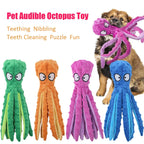 🐙 Dog Squeaky Octopus Toy – Durable Plush Chew & Teething Toy