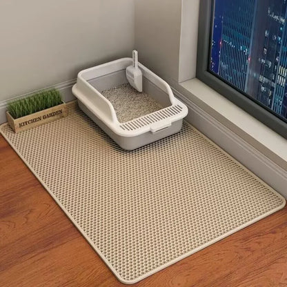 🐾 60×90CM Cat Litter Mat – Waterproof Double Layer, Non-Slip & Washable Pet Floor Protector