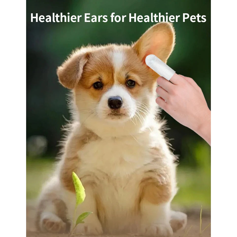 🐾 Pet Ear Cleaning Wipes & Fingertips – Ear Care & Mite Removal for Cats & Dogs
