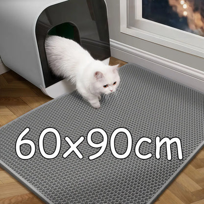 🐾 60×90CM Cat Litter Mat – Waterproof Double Layer, Non-Slip & Washable Pet Floor Protector