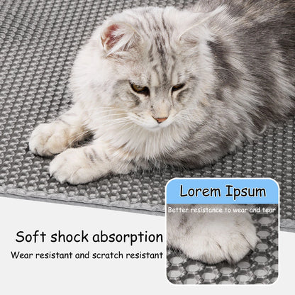 🐾 60×90CM Cat Litter Mat – Waterproof Double Layer, Non-Slip & Washable Pet Floor Protector