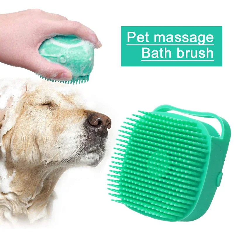 🐾 2-in-1 Pet Shampoo & Massage Brush – Soft Silicone Grooming Scrubber
