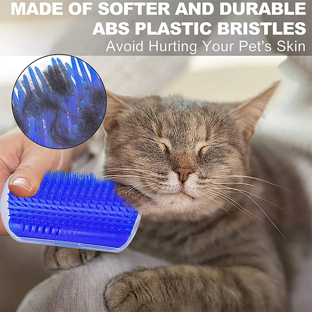 🐱 Massage Pet Cat Brush – Corner Scraper & Hair Removal Tool