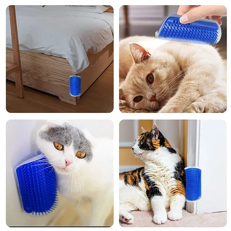 🐱 Massage Pet Cat Brush – Corner Scraper & Hair Removal Tool
