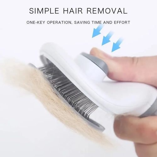 🐾 Self-Cleaning Pet Hair Remover Brush – Grooming Comb for Dogs & Cats