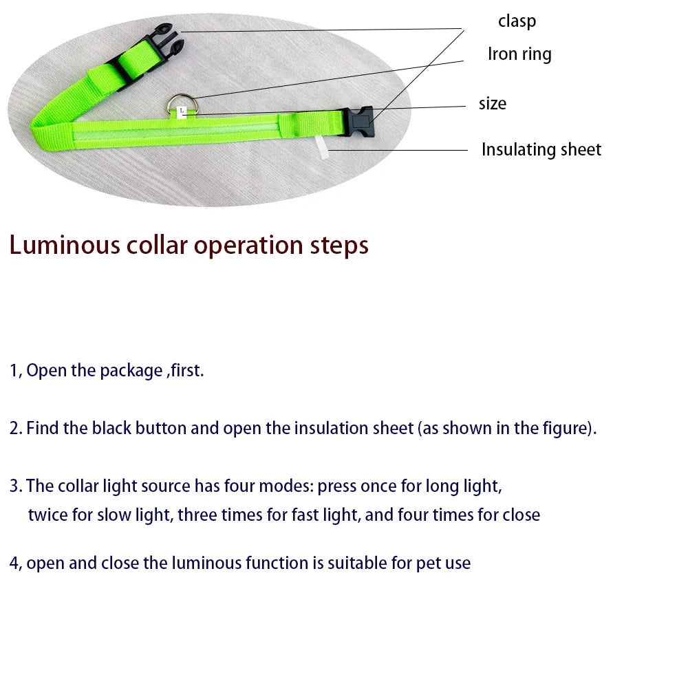 🌙 LED Dog Collar – Night Safety Flashing Glow Collar for Dogs