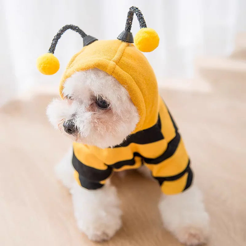 Bee Pet Puppy Coat Apparel Outfit Dog Halloween Hoodies Winter Cat Cosplay