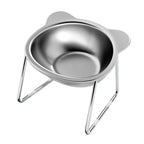 Elevated Stainless Steel Cat Bowl – 15° Tilted Neck Guard Healthy Feeding Bowl