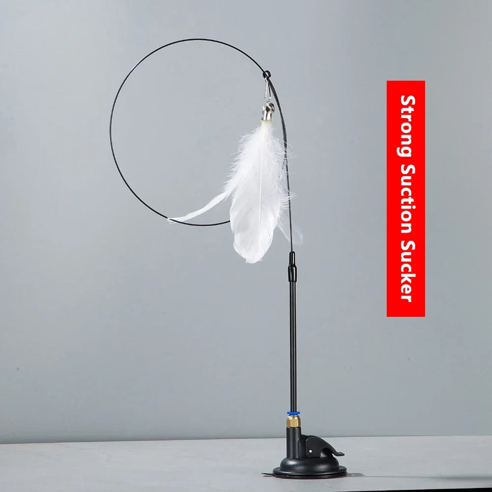 🐱 Cat Teaser Stick with Bell – Interactive Feather Toy for Cats
