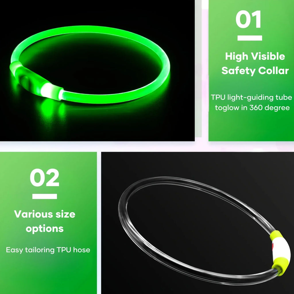 🐶 LED Light Dog Collar – USB Rechargeable, Luminous & Anti-Lost
