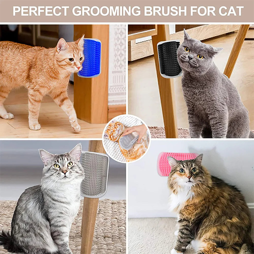 Cat Corner Self Groomer – Wall Mounted Cat Massager & Hair Remover Brush 🐱