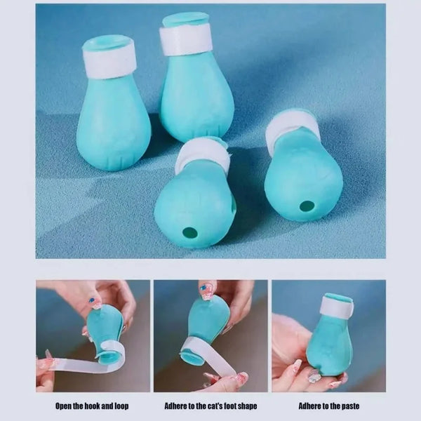 😺 1Set Cat Muzzle – Anti-Bite, Anti-Licking Grooming Hood with Silicone Paw Shoes
