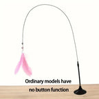 🐱 Cat Teaser Toy – Interactive Bell & Feather Wand with Suction Cup Pole