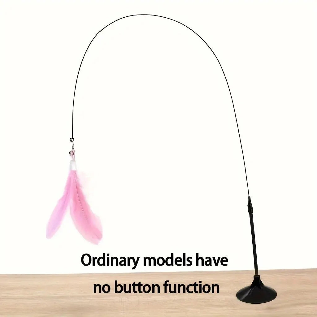 🐱 Cat Teaser Toy – Interactive Bell & Feather Wand with Suction Cup Pole