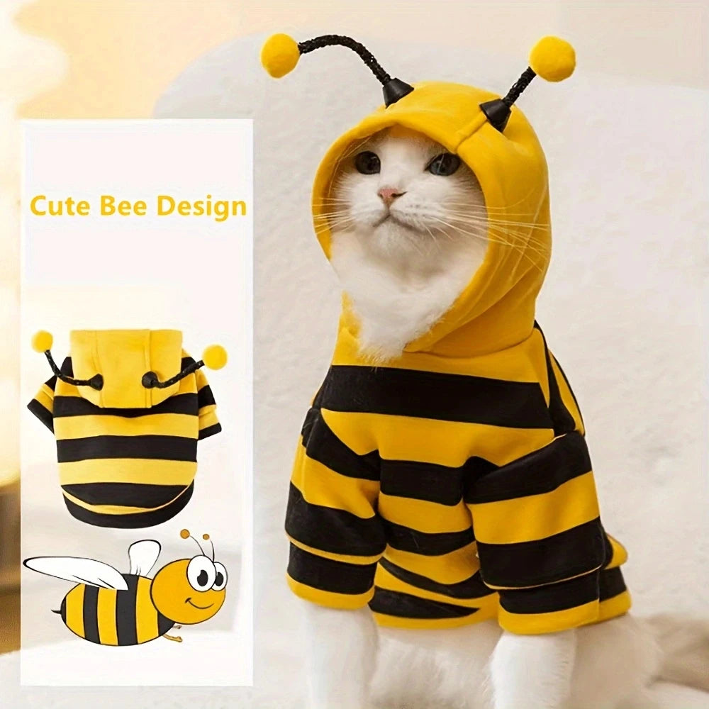 Bee Pet Puppy Coat Apparel Outfit Dog Halloween Hoodies Winter Cat Cosplay