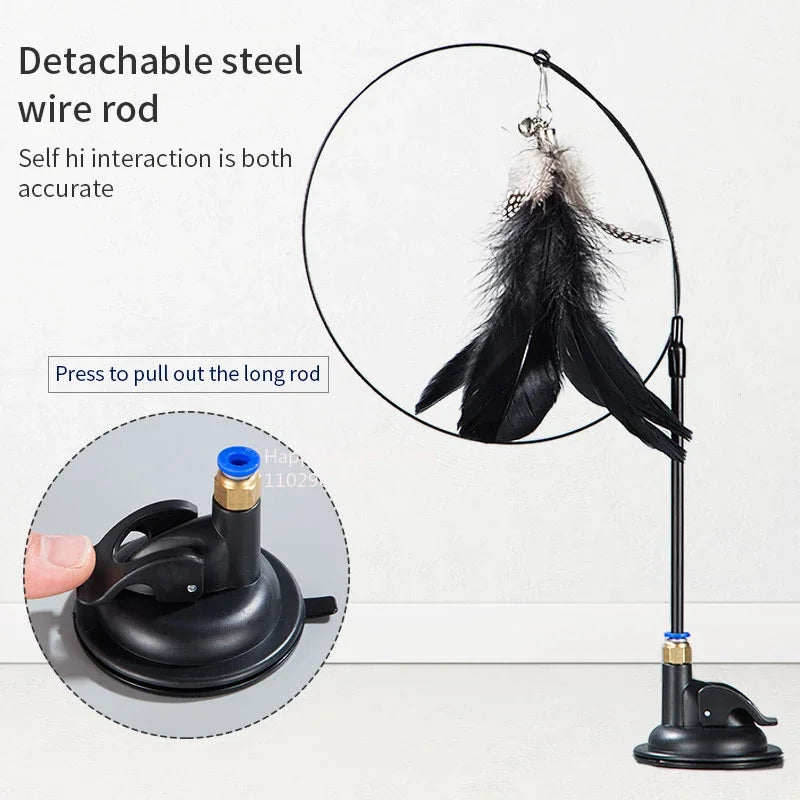 🐱 Cat Teaser Stick with Bell – Interactive Feather Toy for Cats