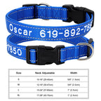 🐶 Adjustable Nylon Embroidered Dog Collar – Custom Name ID Tag