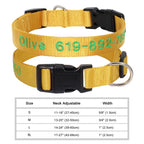 🐶 Adjustable Nylon Embroidered Dog Collar – Custom Name ID Tag