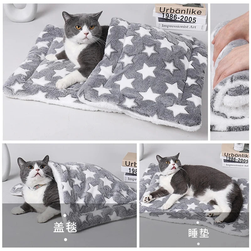 🐾 Flannel Pet Sleeping Mat – Soft Winter Dog & Cat Bed