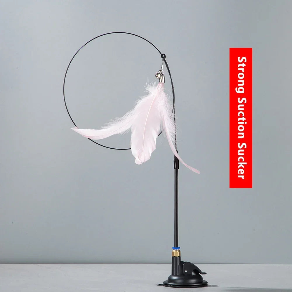 🐱 Cat Teaser Stick with Bell – Interactive Feather Toy for Cats