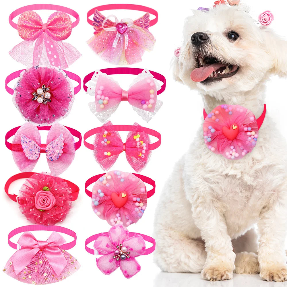 🎀 10pcs Pet Dog Bow Collar – Adjustable & Fashionable